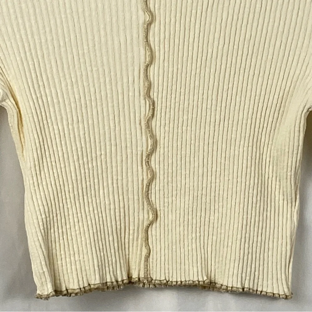 O’Neill Cream Ribbed Y2K Long Sleeve Cropped Top Size Small - Picture 9 of 16